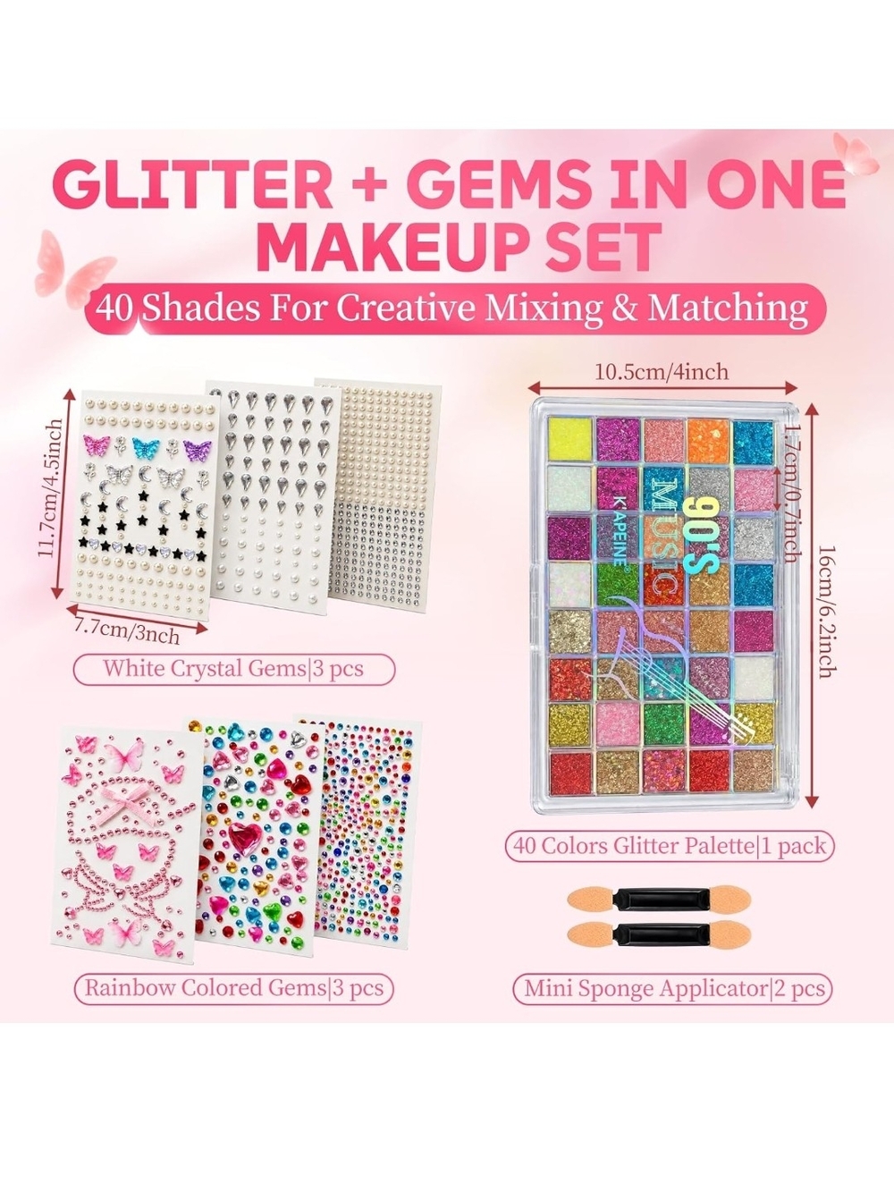 Face Body Glitter Gel,40 Colors Glitter Makeup with 6 Face Gem Sticker Sheets - Picture 2 of 8